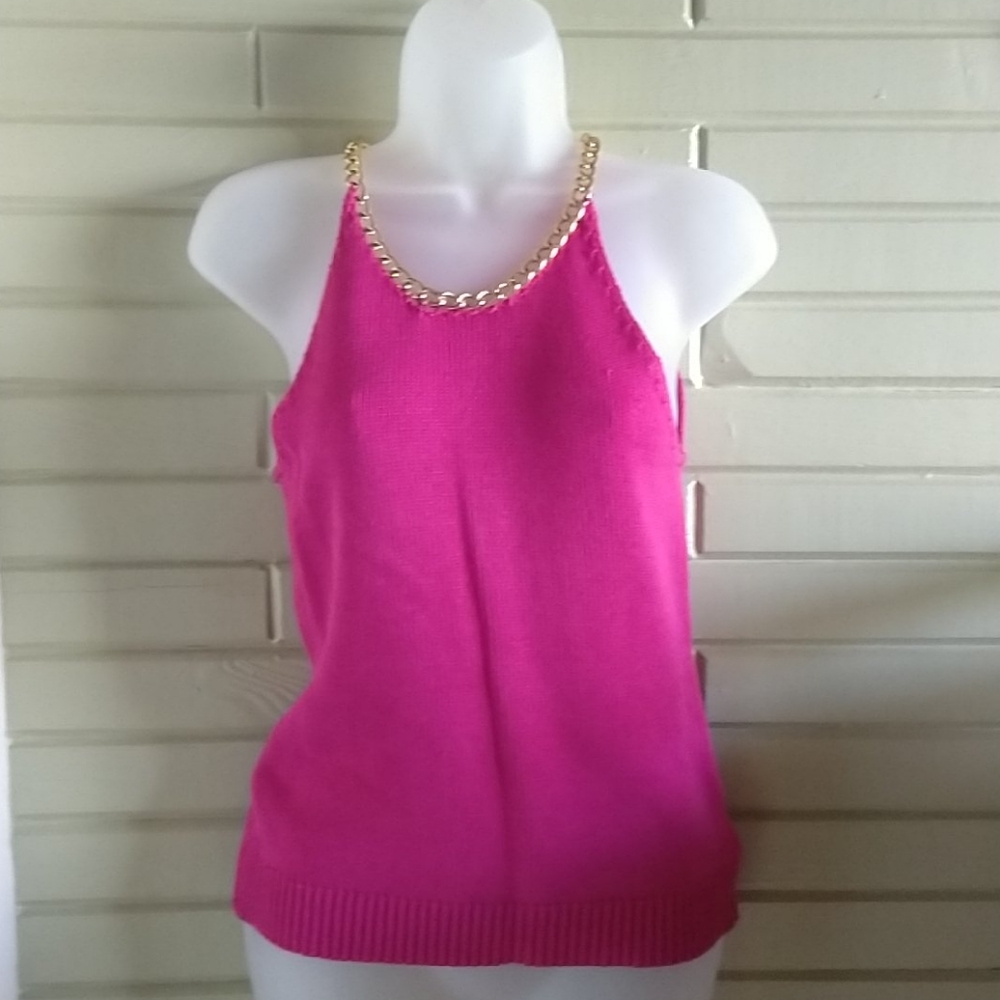 Michael kors hot pink tank with gold